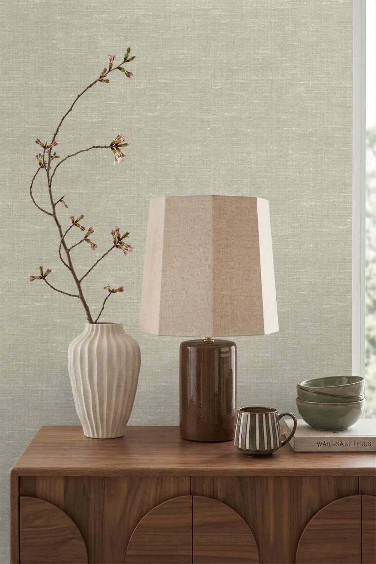 TAPETE Leinen-Optik 53 cm x 10.05 m - Beige, Papier (53/1000cm) - Origin Wallcoverings
