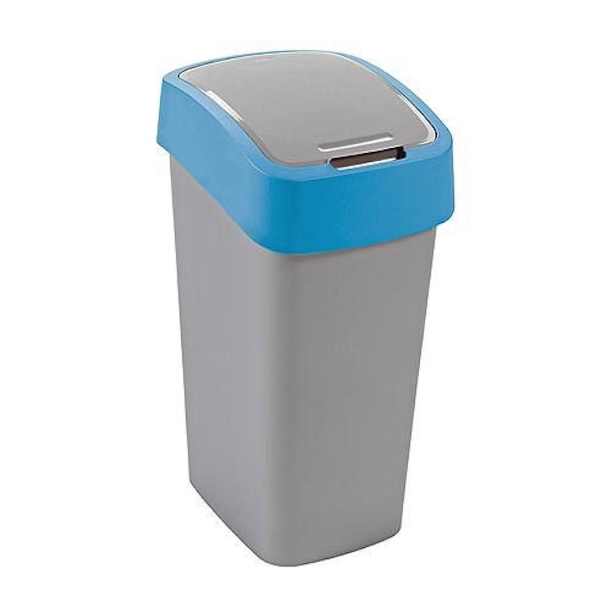 ABFALLBEHÄLTER mit Schwing-/Klappdeckel  25 Liter FassungsvermögenSilber/Blau - Blau, Kunststoff (26/47/34cm) - PROREGAL