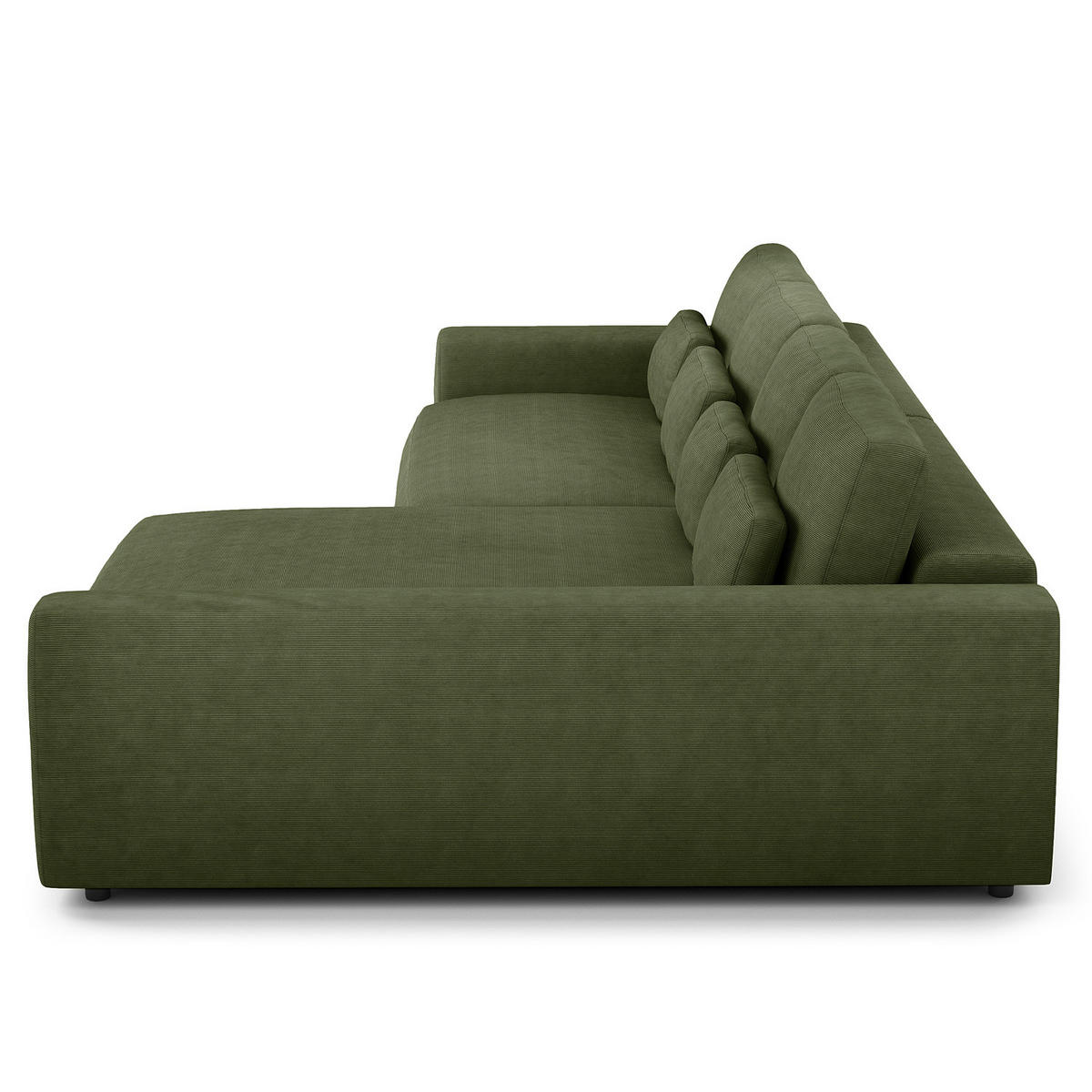 ECKSOFA mit XXL-Longchair - Schwarz/Grün, Kunststoff/Textil (323/182cm) - home24