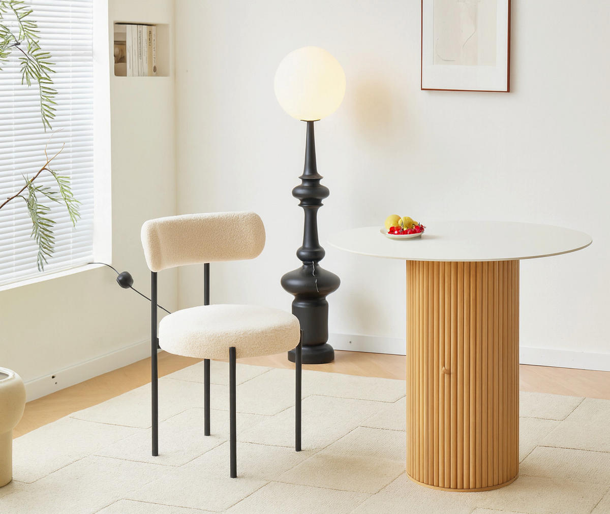 STUHL 2er-Set Wolle Weiß - Weiß, Textil (47/79/48cm) - Nordlys