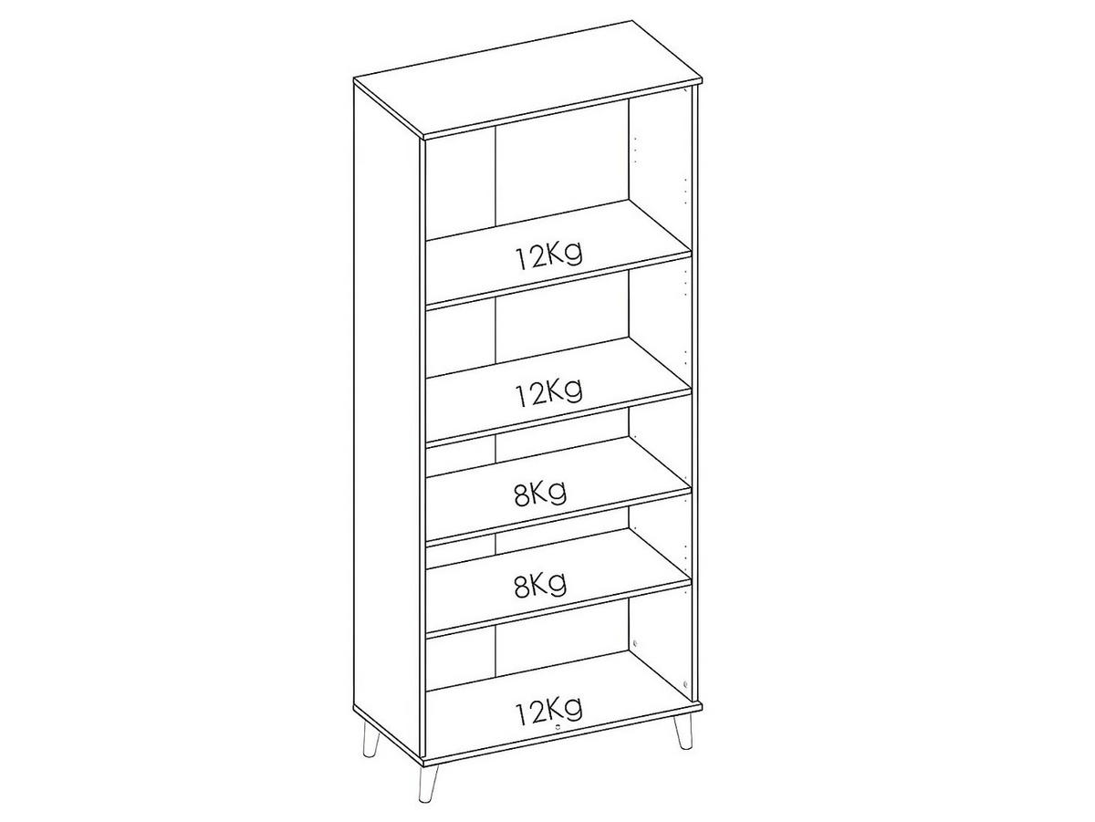 BUFFETSCHRANK - 79.6 cm x 40 cm - holz - naturfarben hell, weiß Wajdi - Weiß, Holz (79/188/40cm) - Vente-Unique