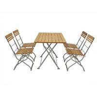 BIERGARTEN- GARTEN-GARNITUR Darwin 5-teilig, Flachstahl - Garten-Garnitur 5-teilig, Flachstahl Robinienholz -Gestell verzinkt hellgrau - Grau, Holz - TPFGarden