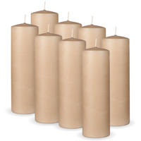 STUMPENKERZEN 8er Pack "Beige", Größe Ø7cm x Höhe: 20 cm - Beige, Naturmaterialien (7/20cm) - Bestlivings