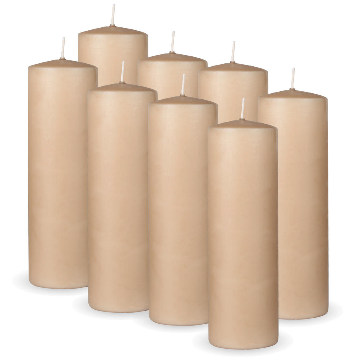 STUMPENKERZEN 8er Pack "Beige", Größe Ø7cm x Höhe: 20 cm - Beige, Naturmaterialien (7/20cm) - Bestlivings