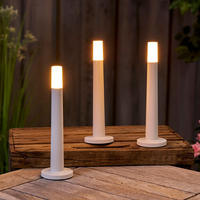LED-STABKERZEN - dimmbar in warmweiß mit induktiver Ladeschale und Touchtaste für Innen und Außen, 3er-Set - Weiß, Kunststoff (24/29.5/10.3cm) - Northpoint