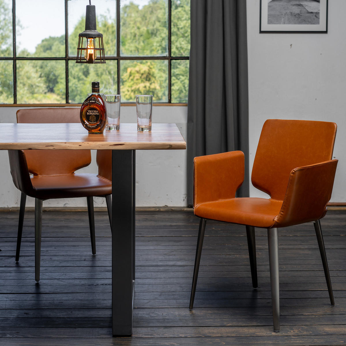 STUHL HAMA Braun Kunstleder - Dunkelbraun/Braun, Leder (56/82/55cm) - KAWOLA