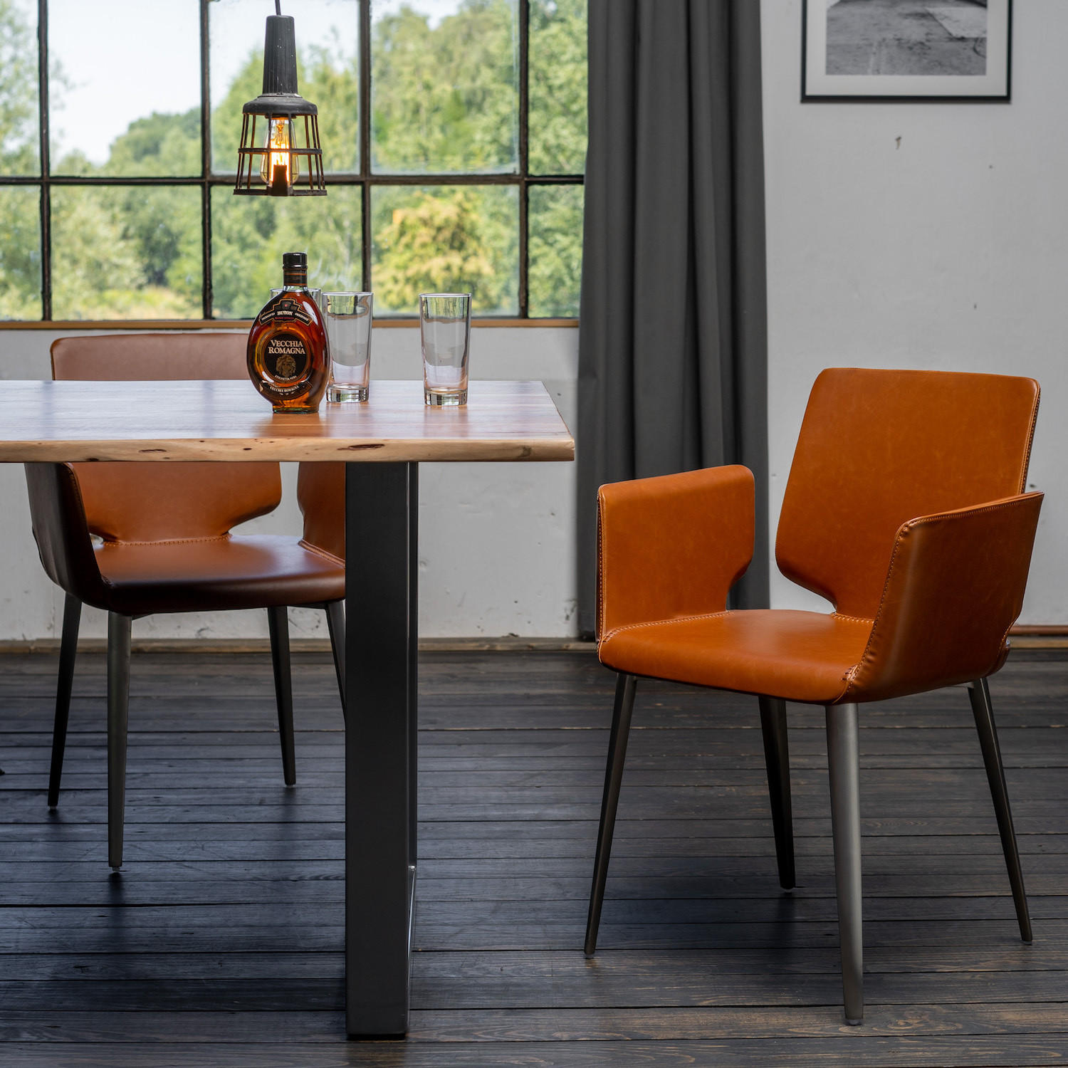 Thumbnail - Kawola Stuhl, Braun, Leder, 56x82x55 cm, Esszimmer, Stühle, Esszimmerstühle, Armlehnenstühle