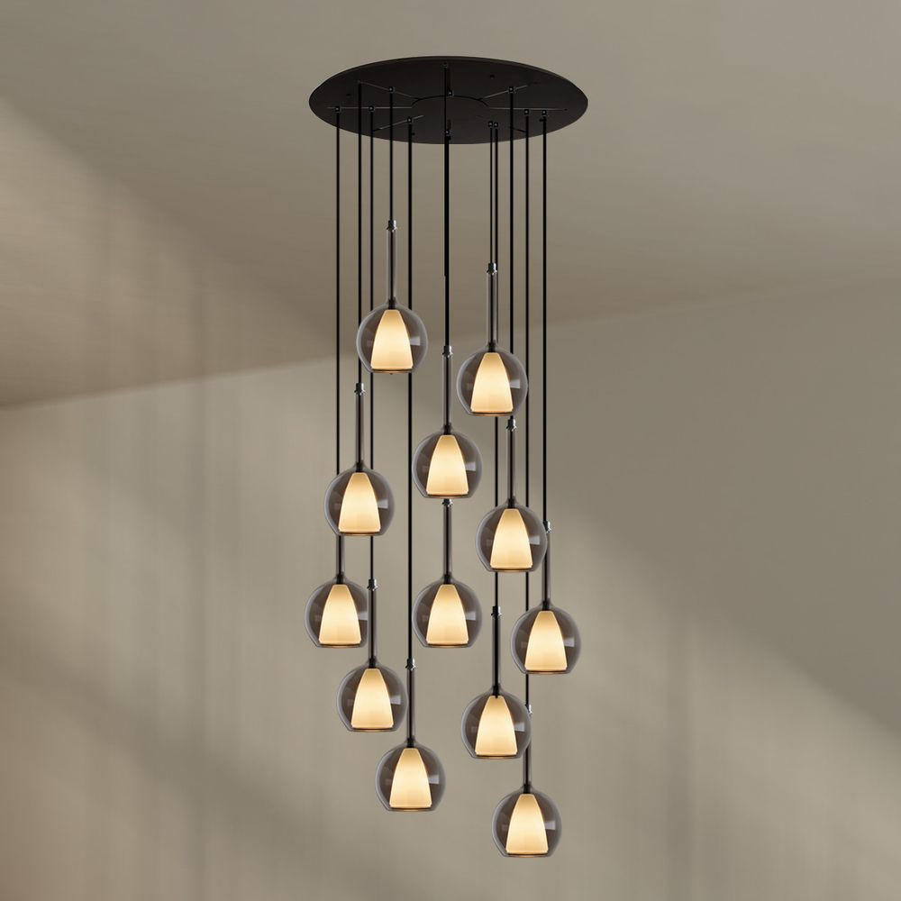 GALERIELEUCHTE Belluna 12-flammig Rauch Ø 14cm - Anthrazit, Glas (14/14/35cm) - s.luce