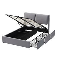 POLSTERBETT 140x200cm Grau Mit Hydraulik & 3 Schubladen - Grau, Textil (140/200cm) - FLIEKS