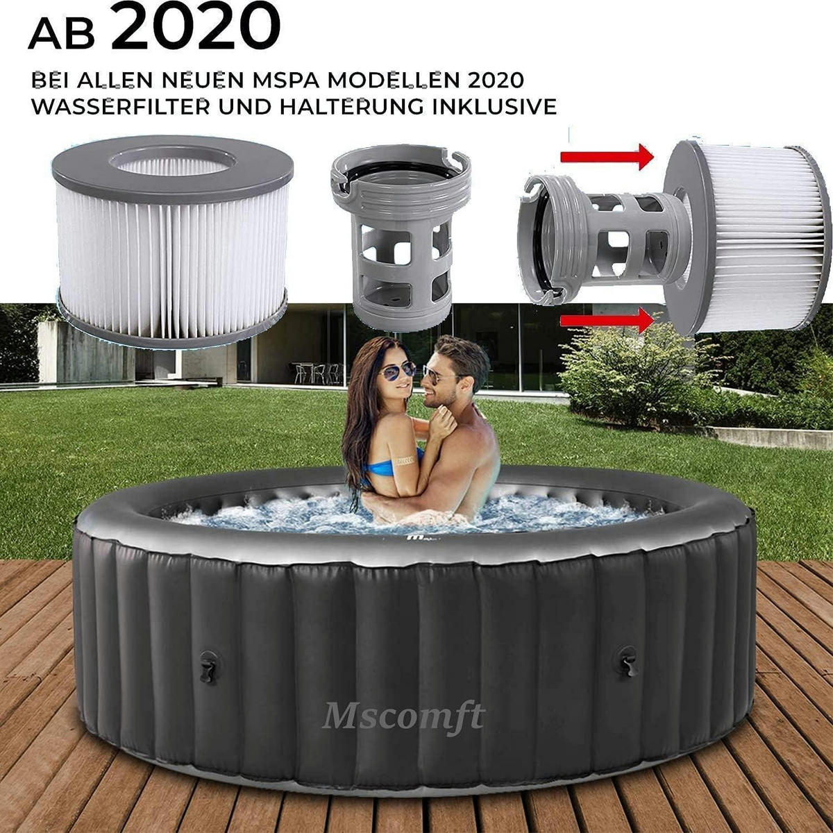 FILTERKARTUSCHE 4er Set für Whirlpools und Spas - Grau, Kunststoff (10.5/6.7/10.5cm)