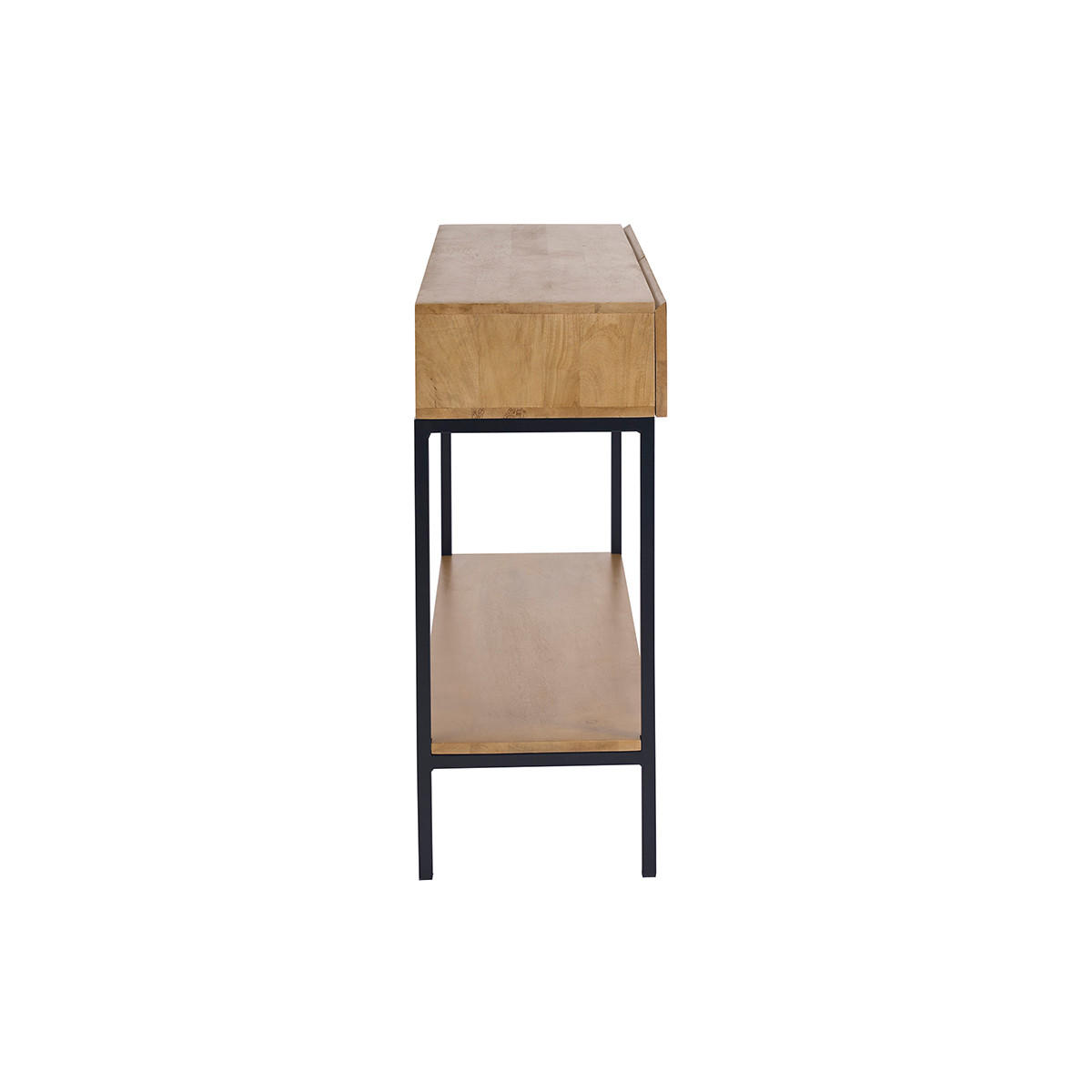 KONSOLE Industrie-Stil Mangoholz Metall L110 cm YPSTER - Dunkelbraun, Holz (110/35/80cm) - Miliboo
