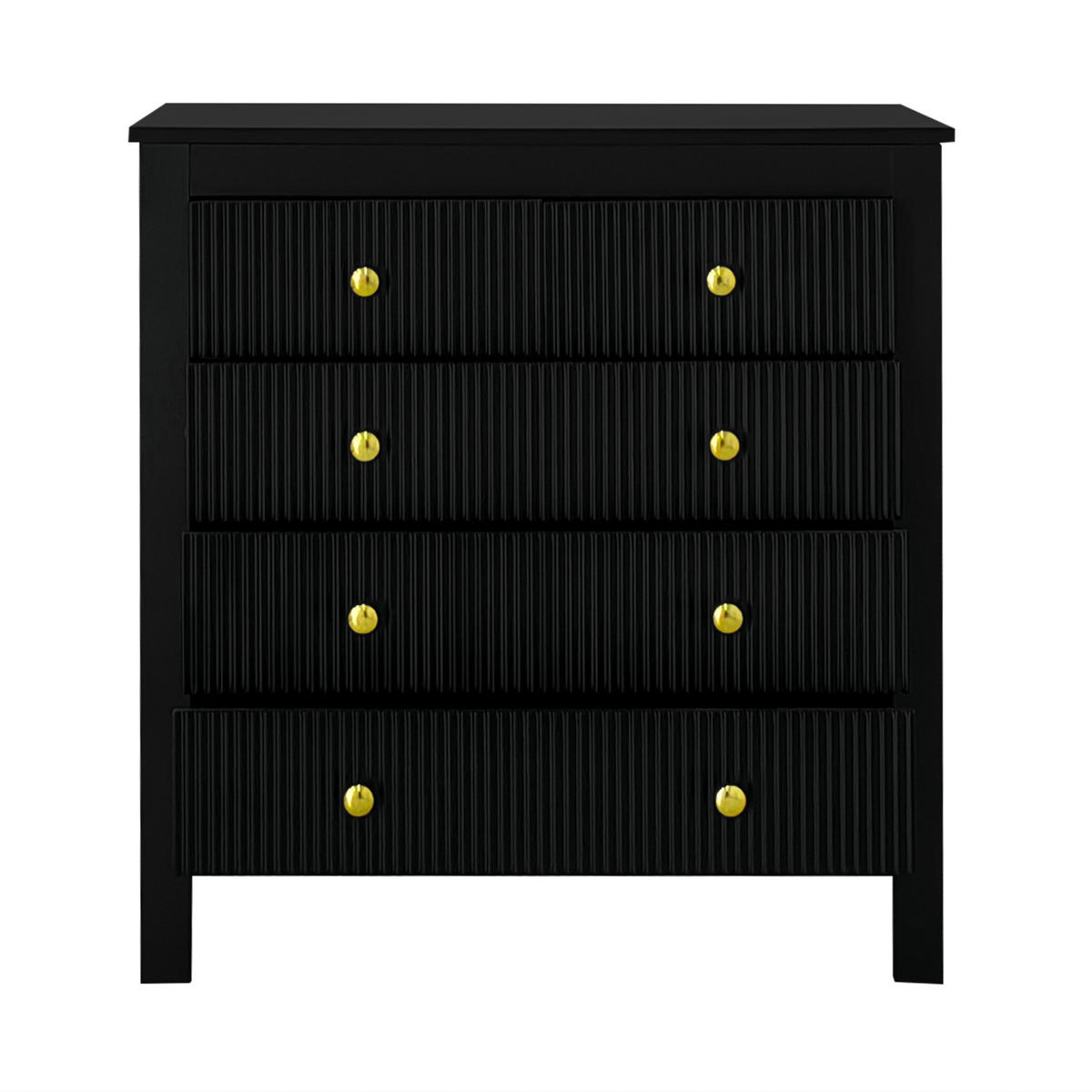 KOMMODE 79/39,5/80,5 cm mit 5 Schubladen und goldfarbenen Griffen - Schwarz, Holzwerkstoff (79/80.05/39.5cm) - BEAOK