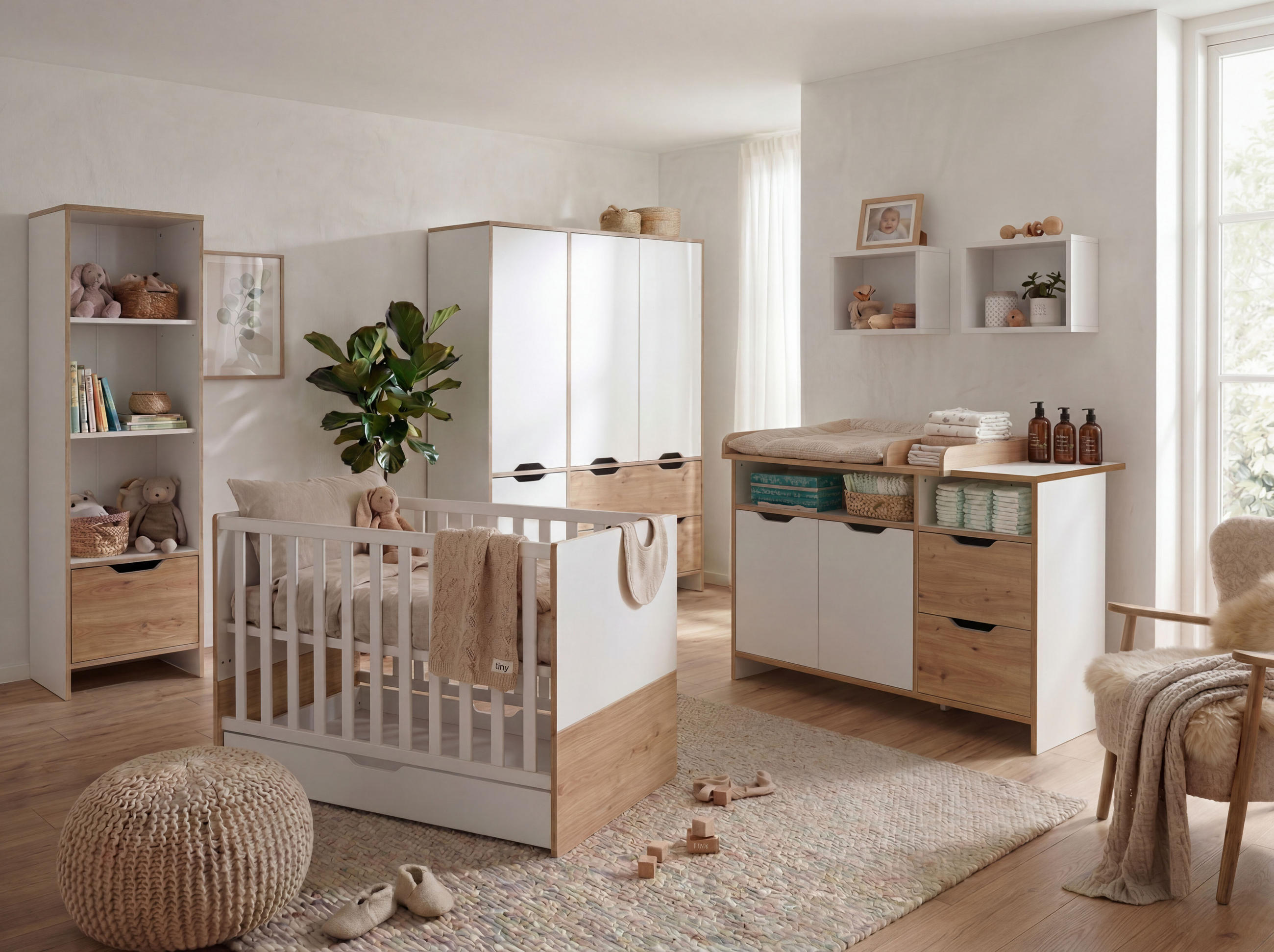 BABYZIMMER Mega-Set Maxim 7-tlg. - Eichefarben/Weiß, Holzwerkstoff (1/1/1cm) - arthur berndt