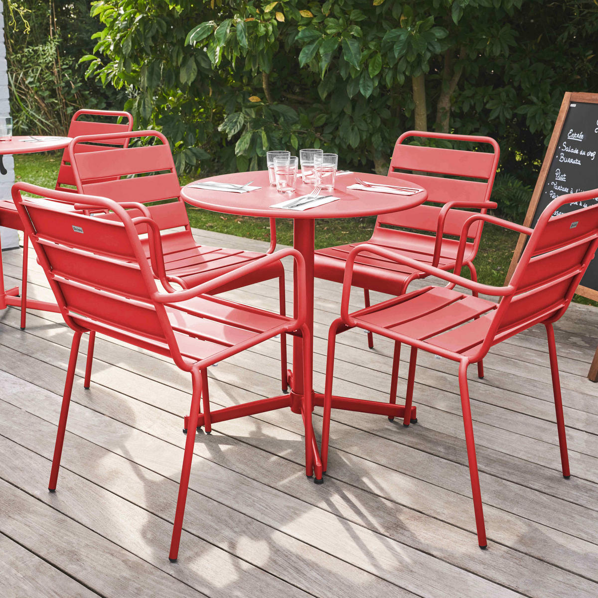 GARTENSET 5-tlg., Rot - Rot, Metall - Oviala