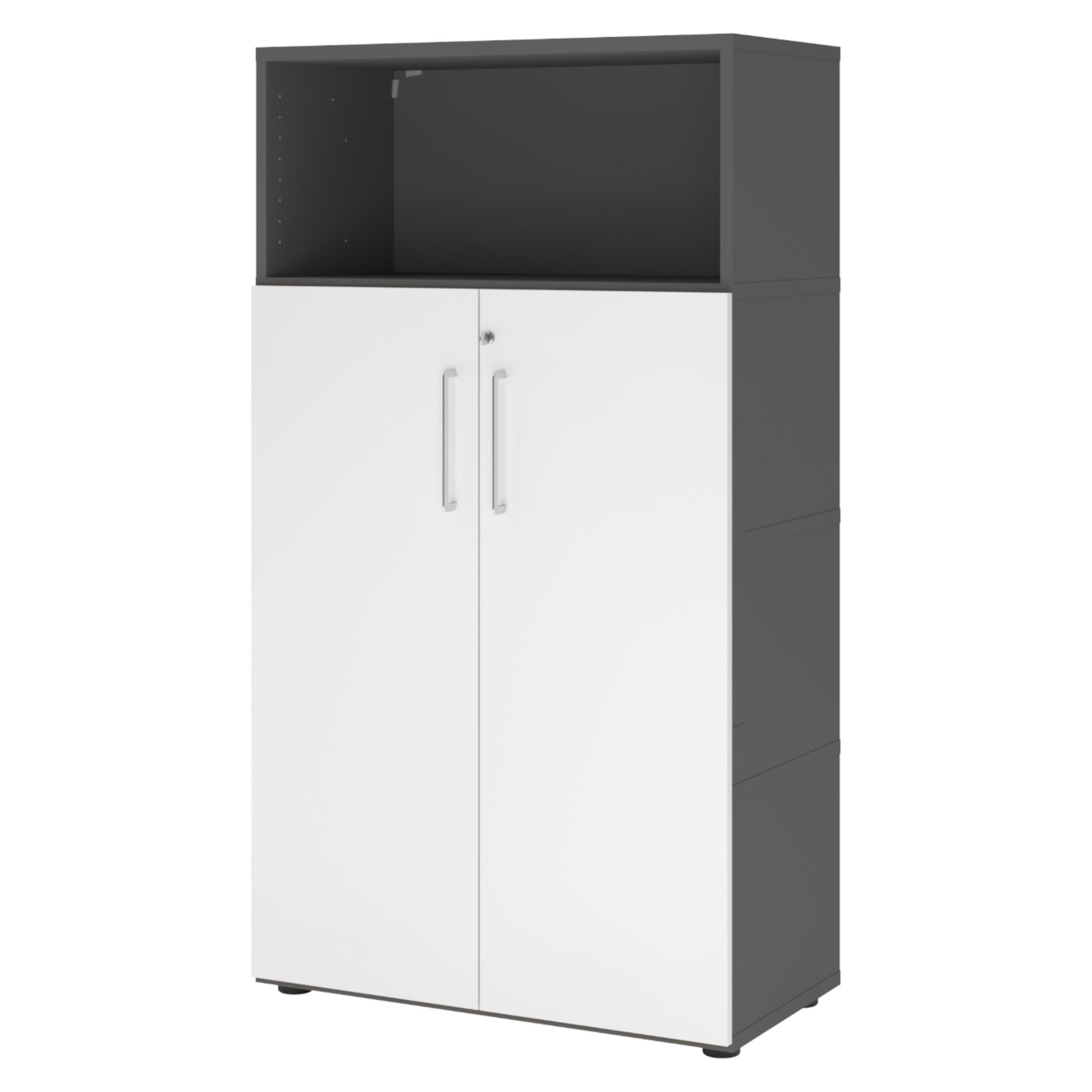 AKTENSCHRANK groß mit Flügeltüren 41,7/80/145,2 cm in Graphitfarben/Weiß - Graphitfarben/Weiß, Holzwerkstoff (80/145.2/41.7cm) - bümö
