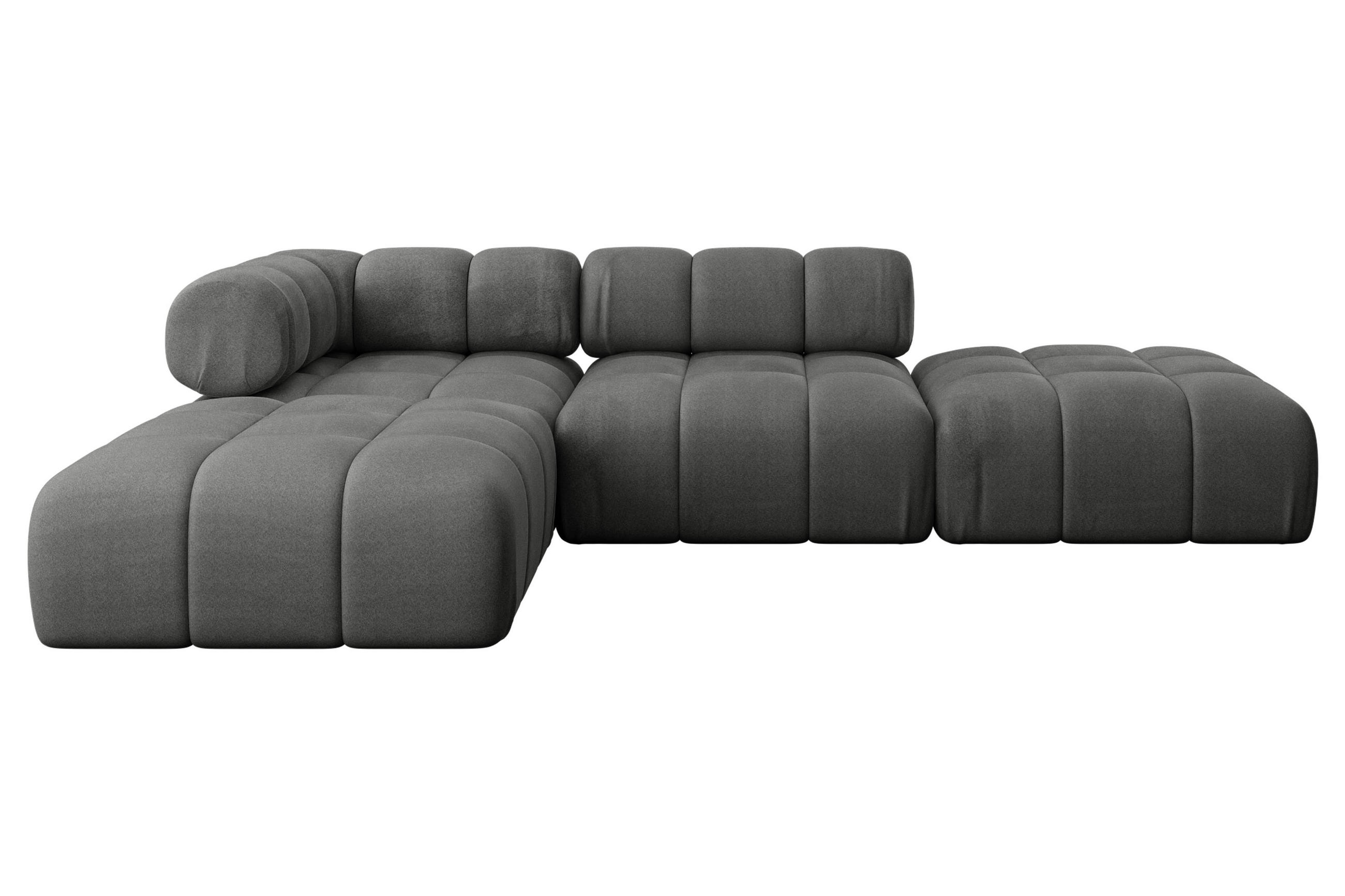 ECKSOFA modulares Sofa Kerru-L1 - 285x190x70 cm Dunkelgrau Velours - Dunkelgrau, Holzwerkstoff/Textil (285/190cm) - ALTDECOR