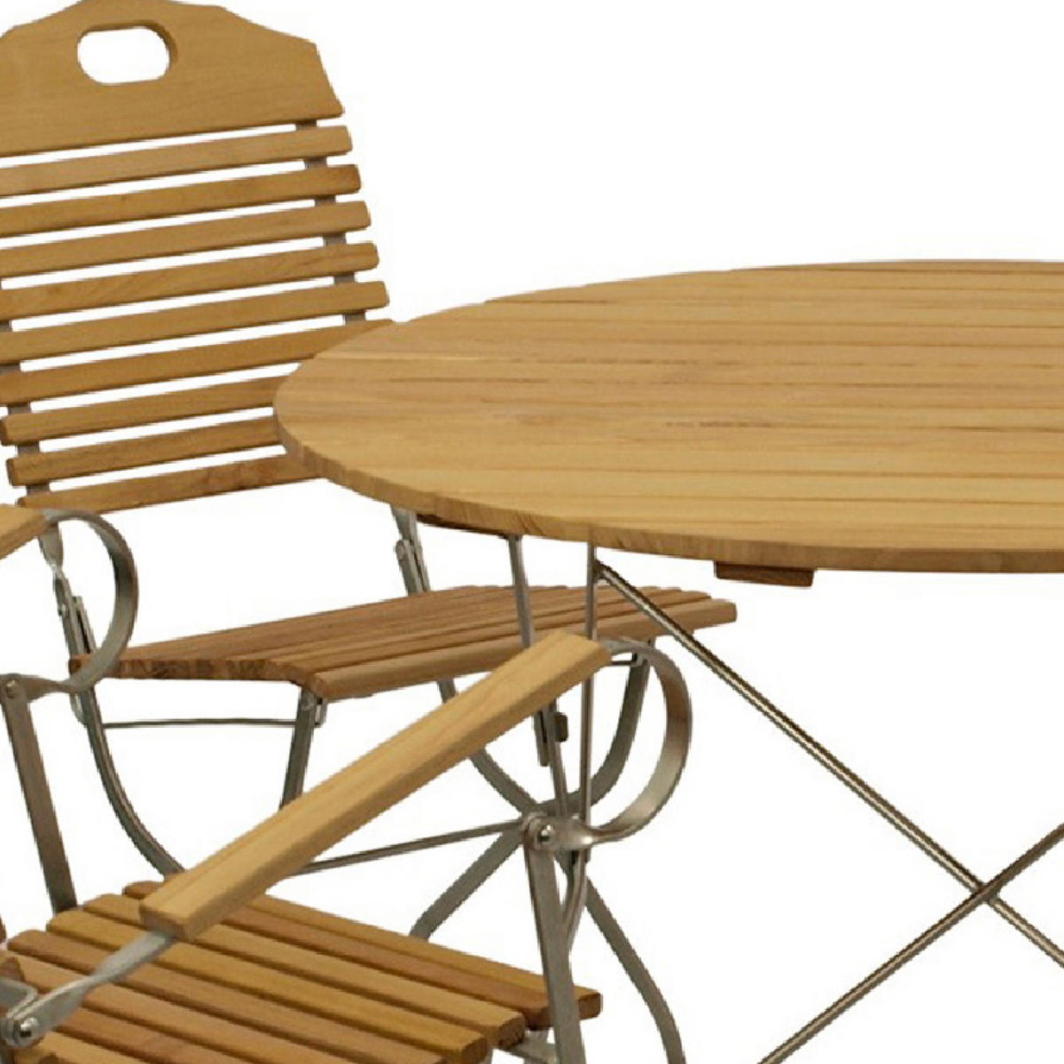 KURGARTEN - GARTEN-GARNITUR Bad Belzig 5-teilig, Gartenmöbelset - Flachstahl verzinkt + Robinie - Grau, Holz - TPFGarden