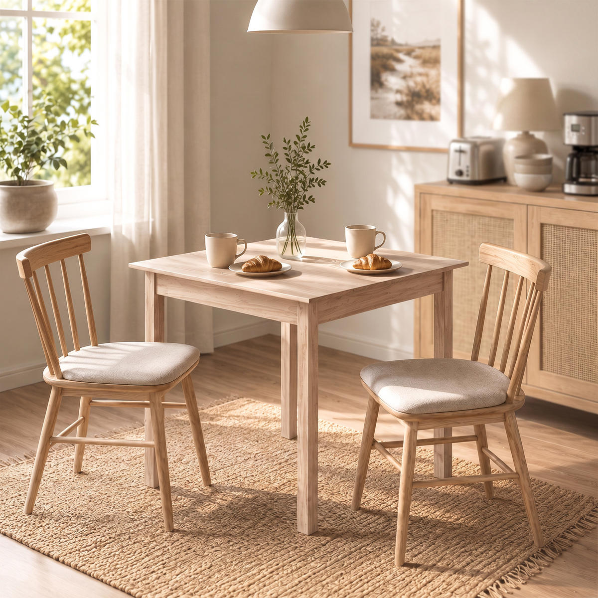 ESSTISCH Kiefernholz Naturholz - Naturfarben, Holz (75/75/76cm) - HOMCOM
