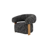 SESSEL Nature, Natur Massiveiche + schwarz-weißer Stoff - Multicolor, Holz (92/79/80cm) - WOODEK