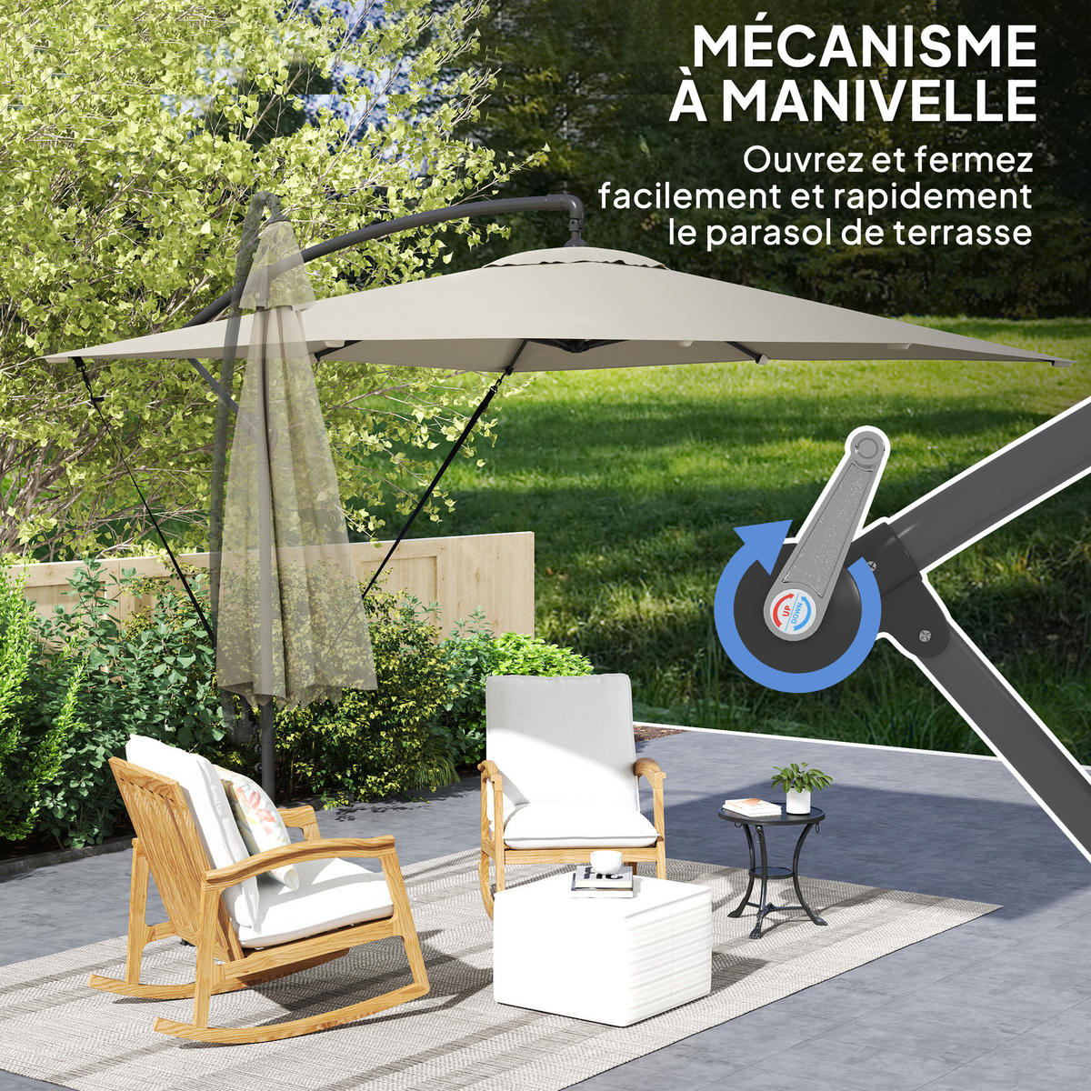 AMPELSCHIRM DE-11603 Kaki - Mokka, Metall (247/247cm) - ComfortXL