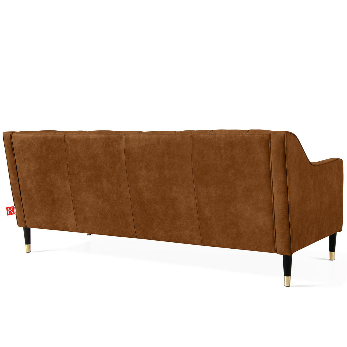 3-SITZER-SOFA NOMUS Velours, gesteppt, Rostbraun - Wengefarben/Dunkelorange, Holz/Holzwerkstoff (192/78/80cm) - KONSIMO®