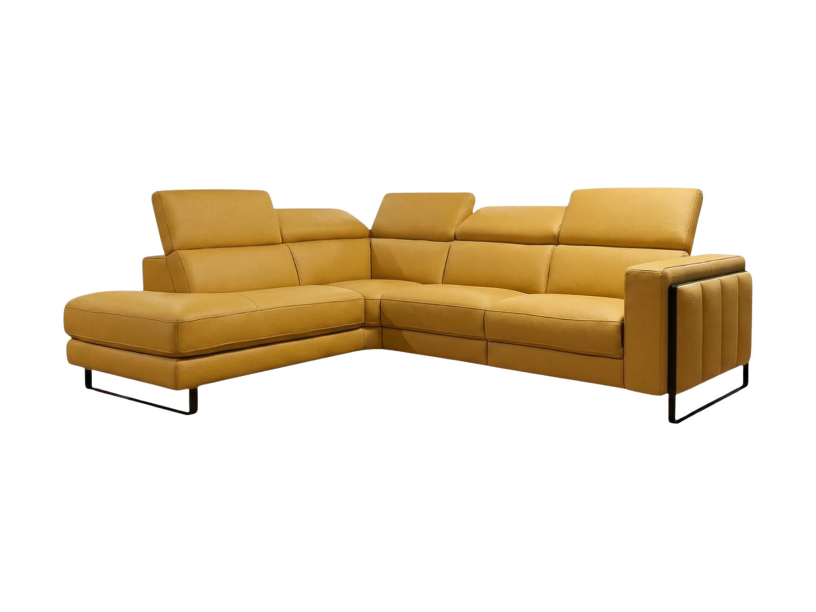 ECKSOFA Marchesi Echtleder Senfgelb - Gelb, Leder/Metall (220/80/257cm)