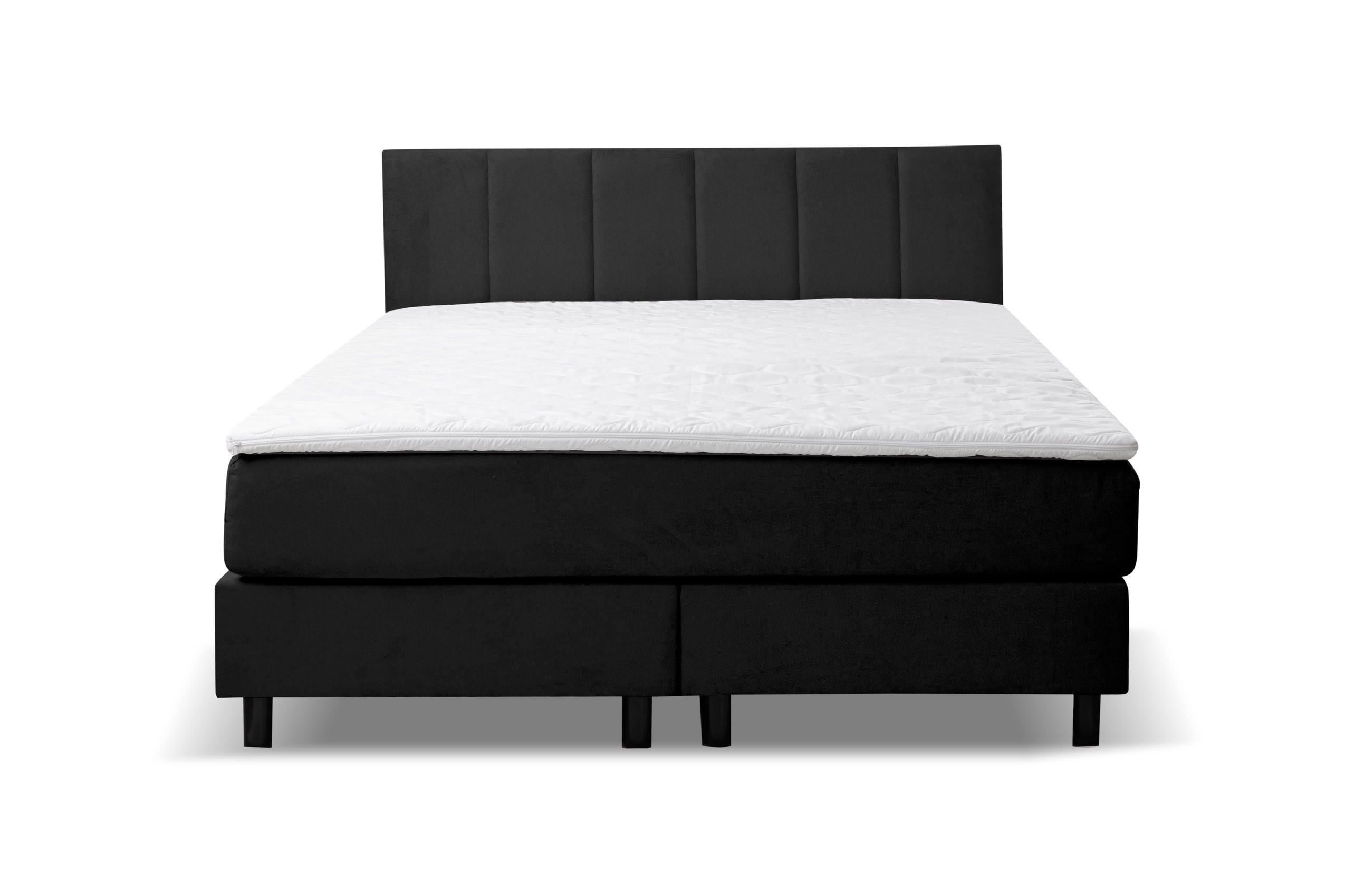 BOXSPRINGBETT Paris, Polsterbett Maße: 160x200 cm, Farbe: Schwarz, Velourstoff, Doppelbett mit Bonell-Matratze H3 inkl. Topper - Schwarz, Holz/Kunststoff (160/200cm) - VENASI MÖBEL
