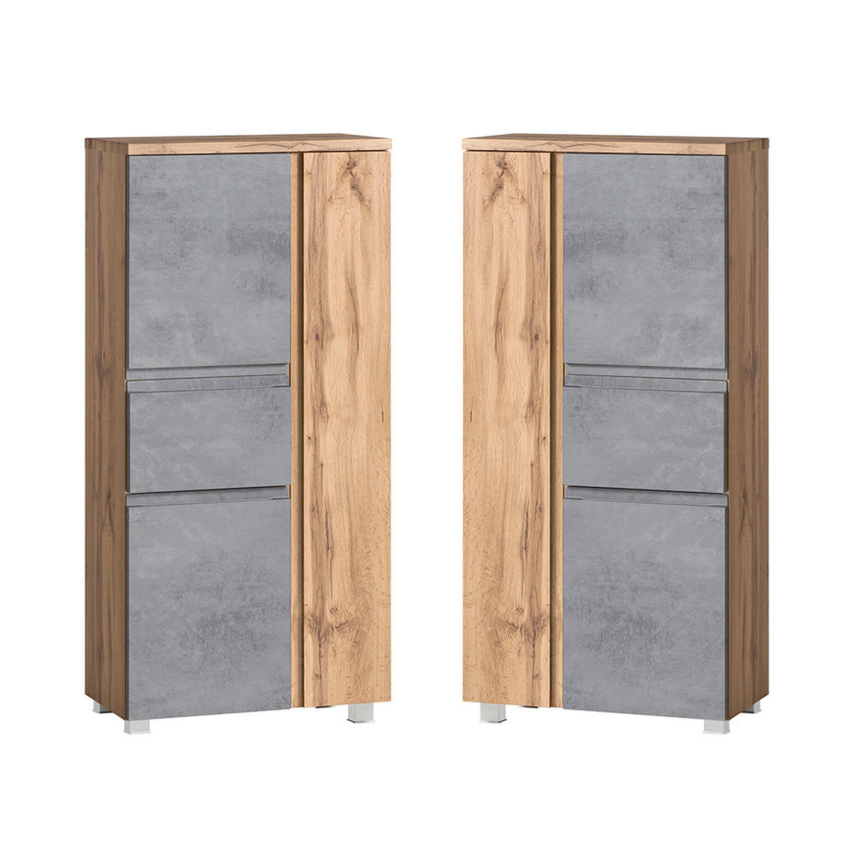 BADMÖBEL-SET 3-TLG. Vasto-03 - Grau, Holzwerkstoff (165/200/35cm) - Lomado