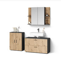 BADMÖBEL-SET Ronco, Anthrazit/Artisan-Eiche, 3-teilig - Anthrazit/Eiche Artisan, Holzwerkstoff (100.1/60.6/41cm) - Livinity®