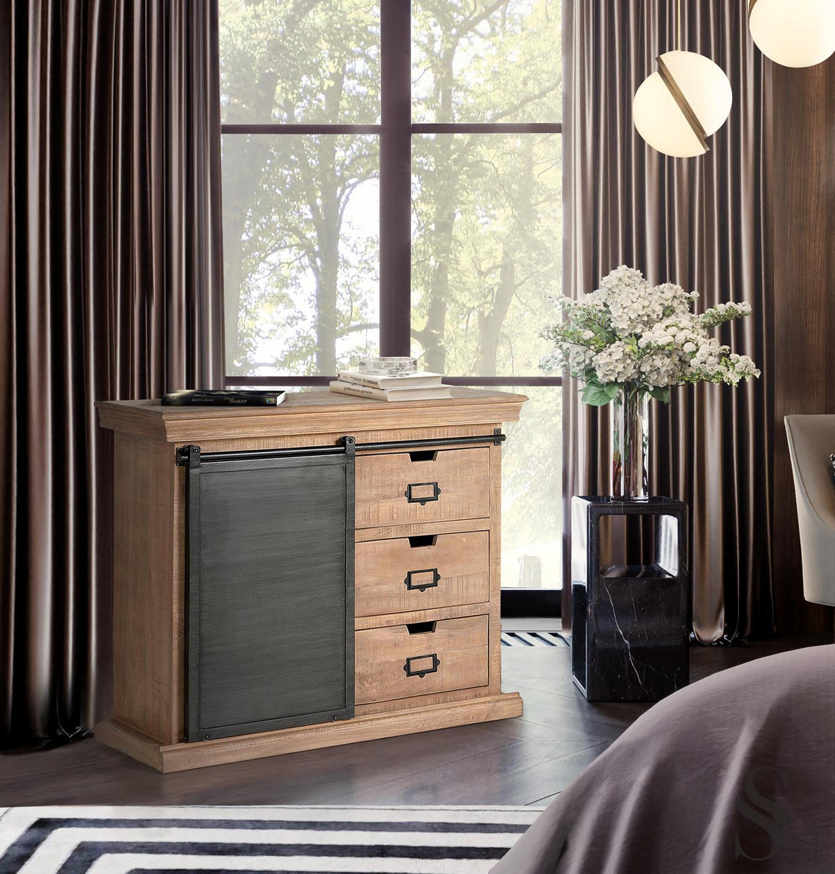 KOMMODE im Industriestil aus Mangoholz und Metallelementen - Braun, Holz (100/85/40cm) - Giner y Colomer