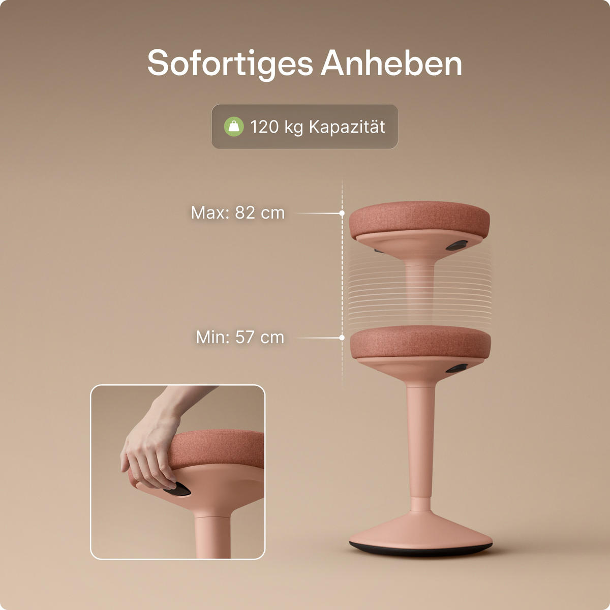 ERGONOMISCHER Balancehocker, Rosa - Pink, Kunststoff (37/58/37cm) - Desktronic