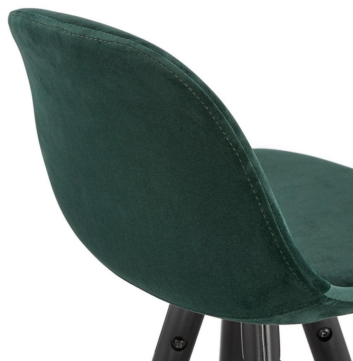 BARHOCKER Samt Holzbeine Sitzhöhe 75cm Eleganter Stil LURALI, Grün 41x41x97 cm - Schwarz/Grün, Buchenholz/Textil (41/97/41cm) - KADIMA DESIGN