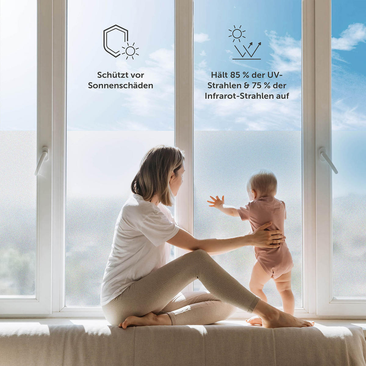 SICHTSCHUTZFOLIE 60/200 cm blickdicht & statisch haftend + UV-Schutz - Matt - selbstklebend Fenster - Transparent, Kunststoff (60/200cm) - Blumtal