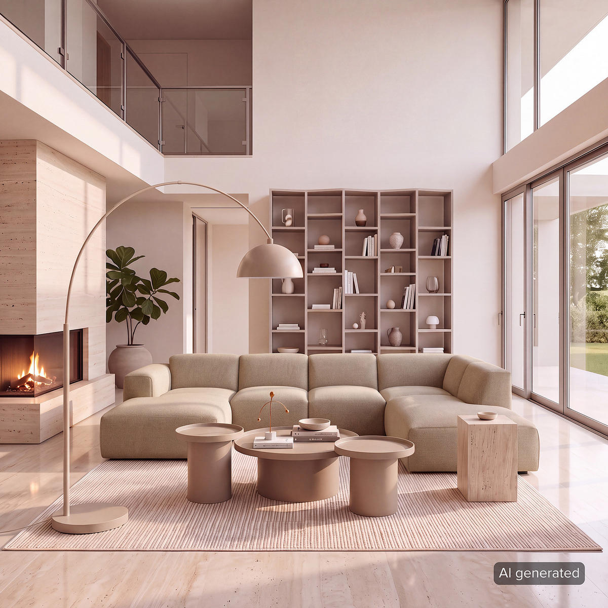 WOHNLANDSCHAFT mit Longchair - Taupe/Schwarz, Kunststoff/Textil (325/71/235cm) - home24