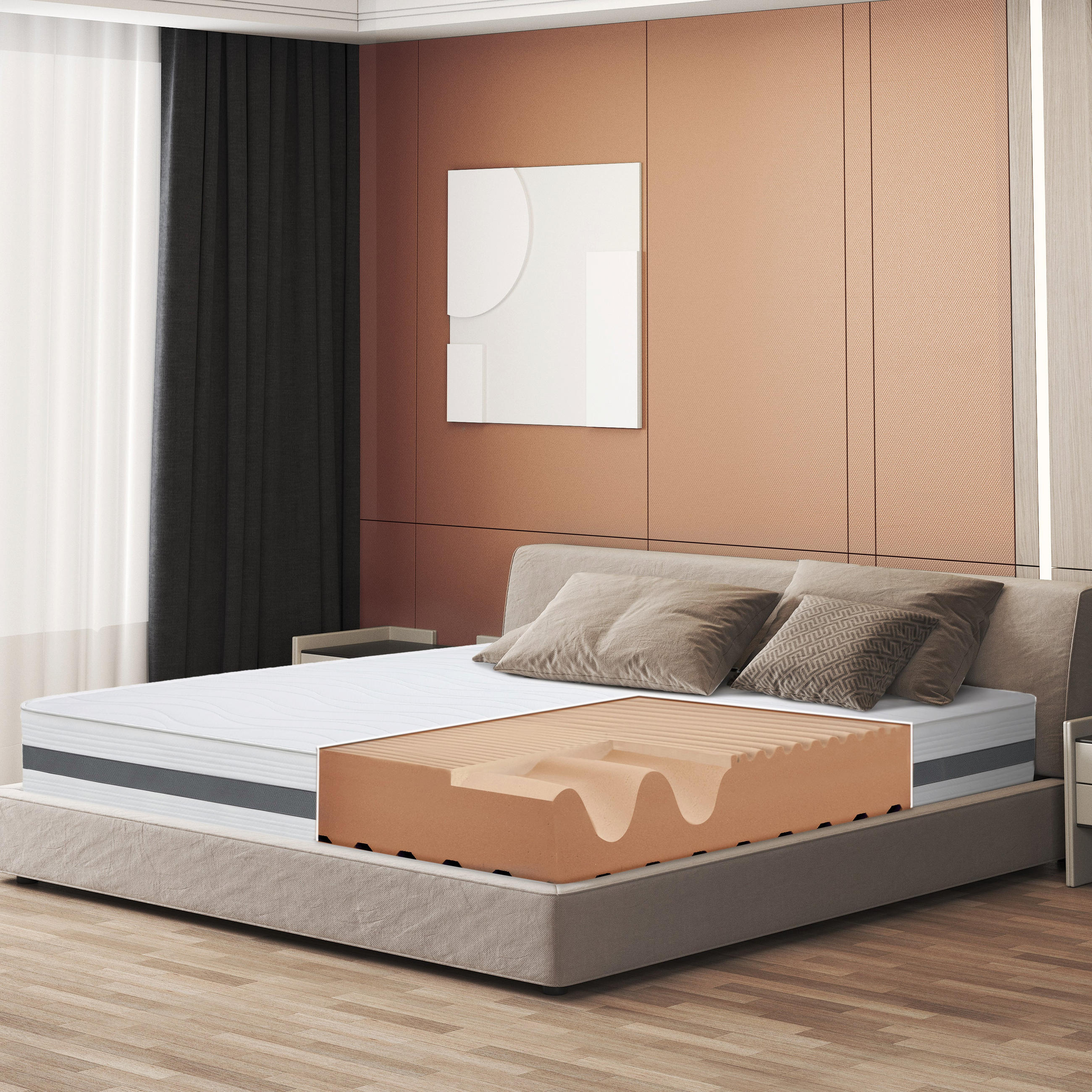 MATRATZE EINZELNE 80x160 Memory Orthopädisch, Antibakteriell, Anti-Milben, Anti-Allergie.| Höhe 25 cm - Weiß, Textil (80/160cm) - The White Stone