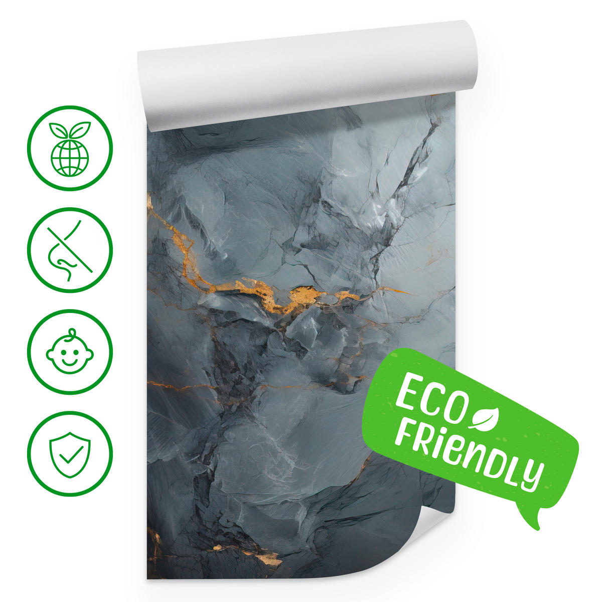 FOTOTAPETE Natürliche Marmorstruktur 400x280 - Goldfarben/Schwarz, Papier (400/280cm) - Muralo