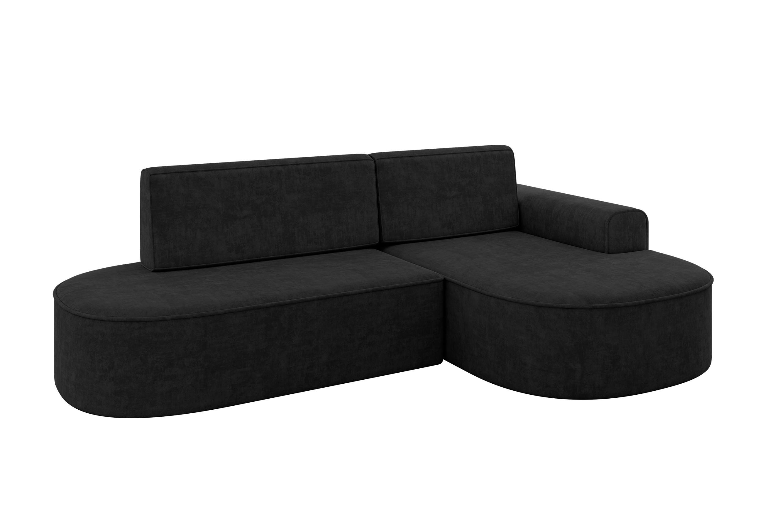 ECKSOFA mit Schlaffunktion und Bettkasten Ottomane Rechts MARI-L1-S - 283x167x85 cm Schwarz Velours - Schwarz, Holzwerkstoff/Kunststoff (167/283cm) - ALTDECOR