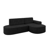 ECKSOFA mit Schlaffunktion und Bettkasten Ottomane Rechts MARI-L1-S - 283x167x85 cm Schwarz Velours - Schwarz, Holzwerkstoff/Kunststoff (167/283cm) - ALTDECOR