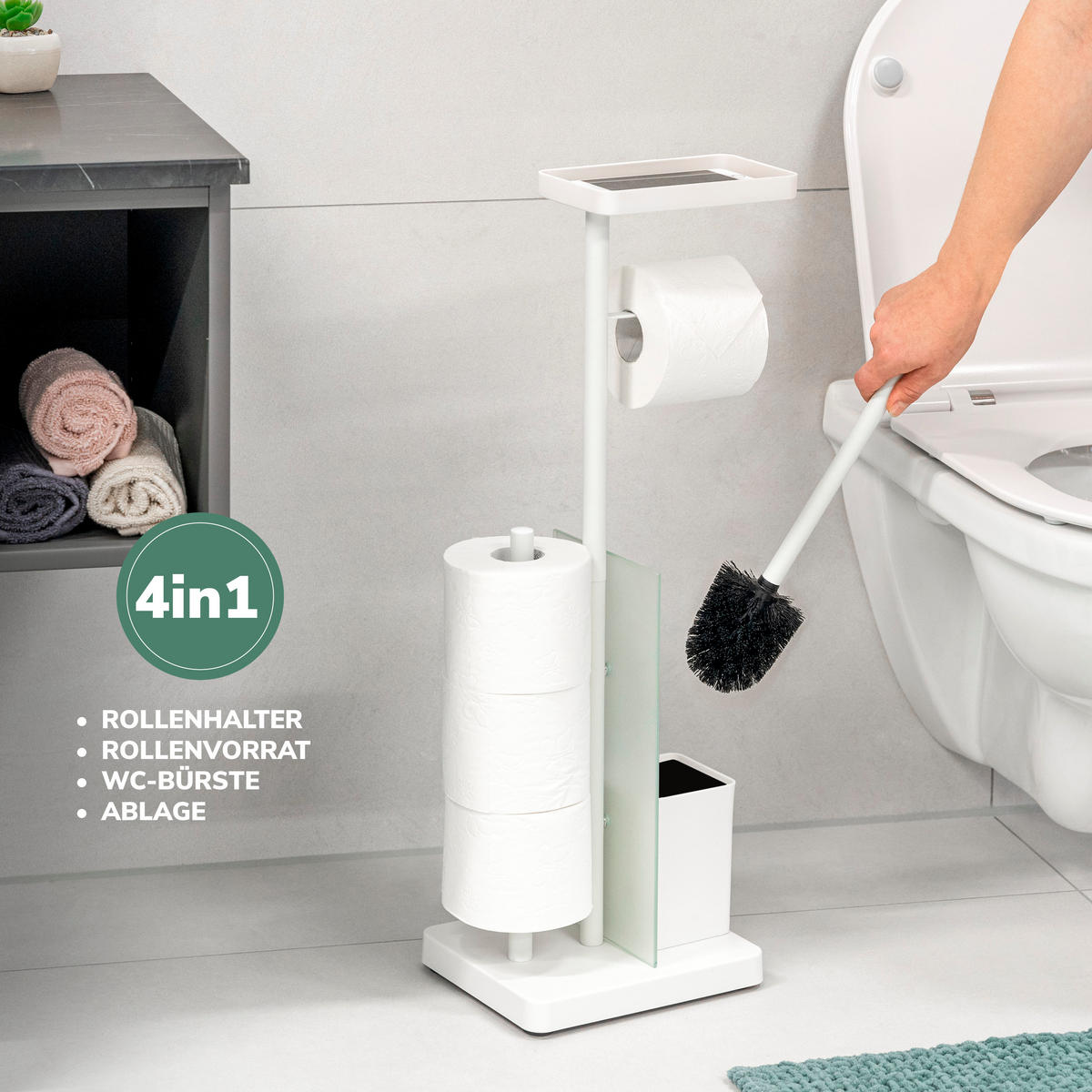 WC-GARNITUR, weiß - Weiß, Metall (23/66.5/18cm) - eluno