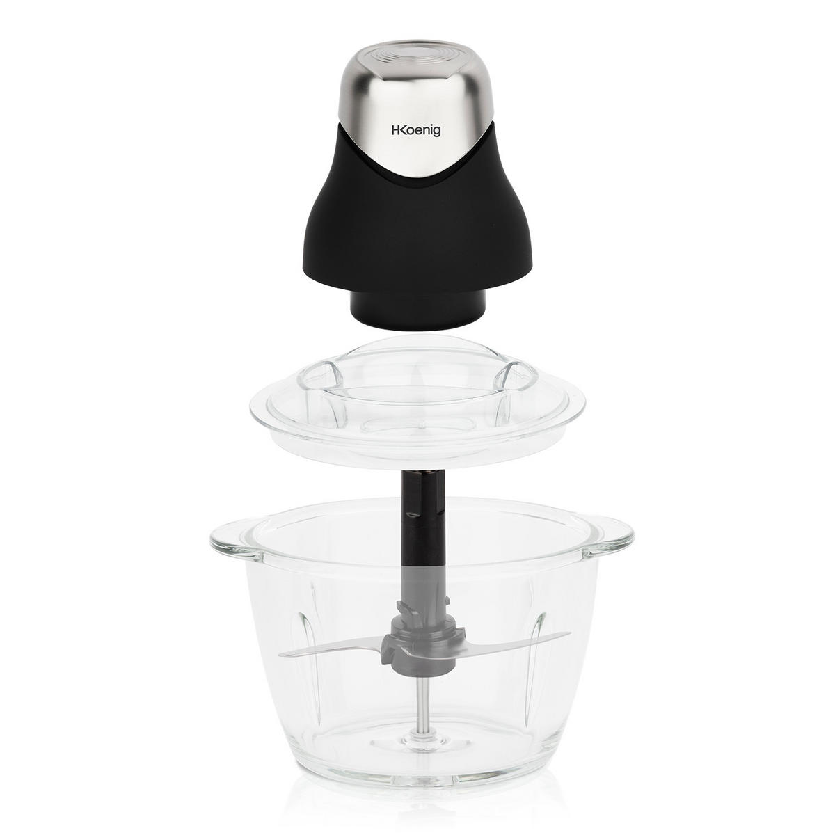 MULTIZERKLEINERER LEO8 Schwarz und Silber, elektronisch, 1L, Edelstahlklingen - Silberfarben/Schwarz, Metall (18.5/21.8/16cm) - HKoenig