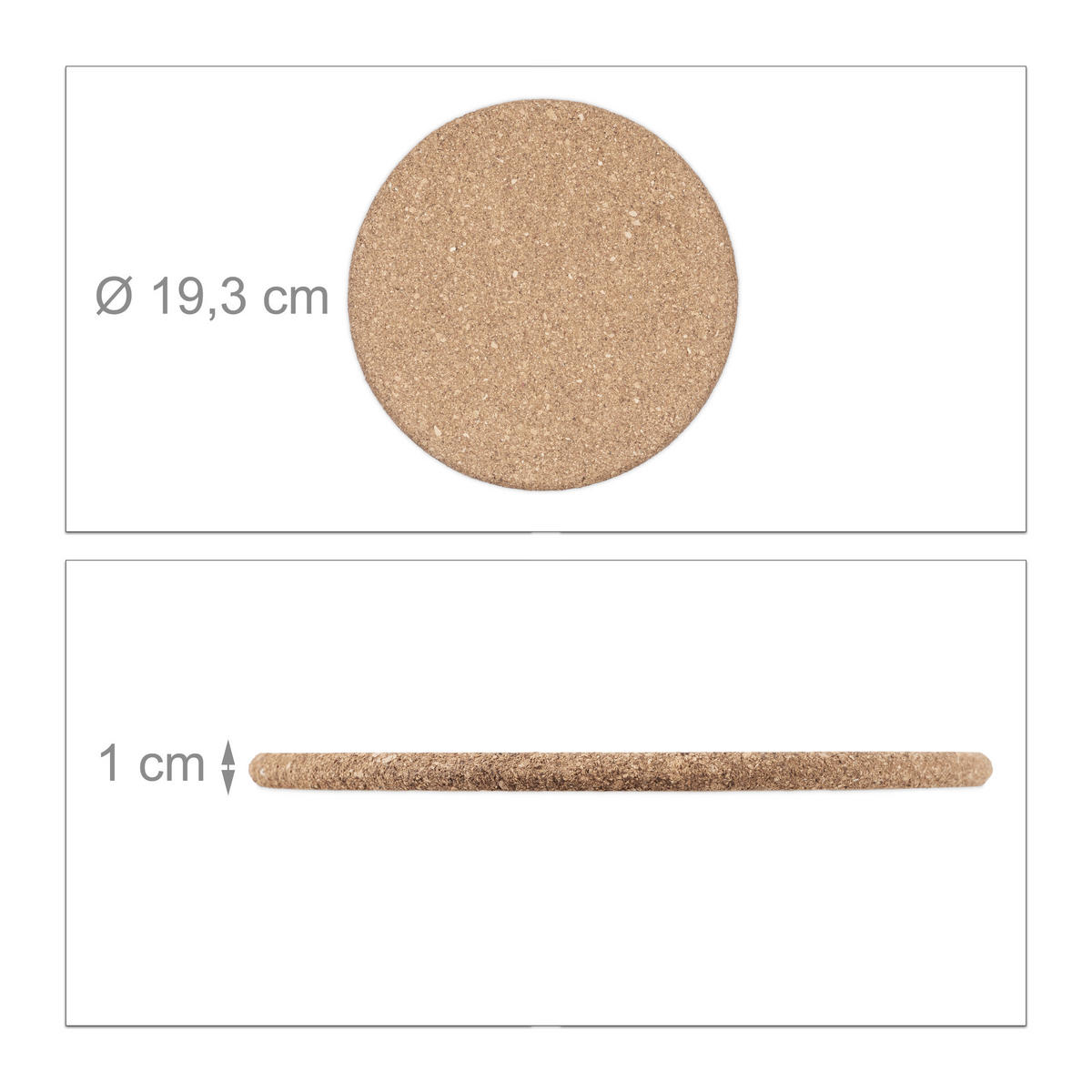 4XPODLOŽKY z korku - svetlohnedá, prírodné materiály (19.3/19.3cm) - Relaxdays