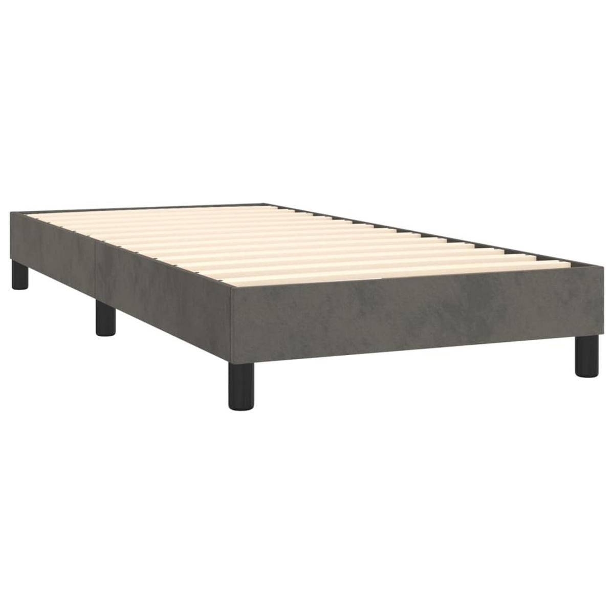 BOXSPRINGBETT MIT MATRATZE & LED DUNKELGRAU 100X200 CM SAMT - Dunkelgrau, Textil - vidaXL