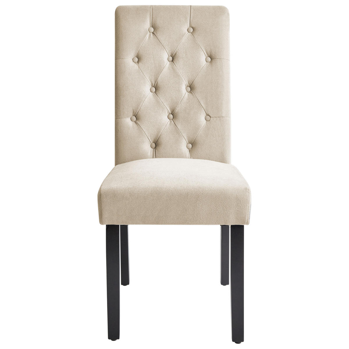 ESSZIMMERSTUHL 2er-Set Polsterbezug Beige Velva - Sandfarben, Holz/Textil (46/98/48cm) - Beliani