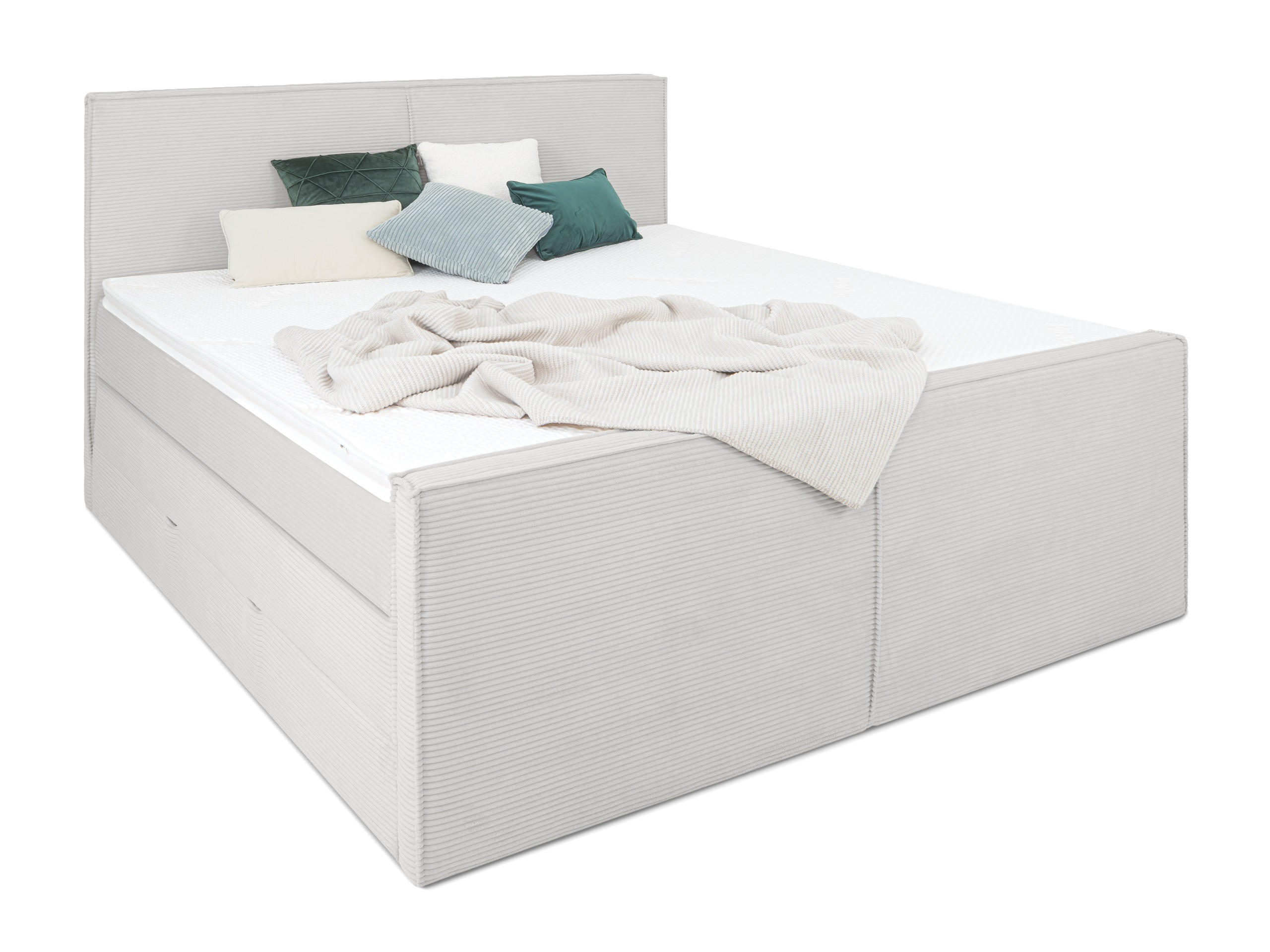 BOXSPRINGBETT Buffalo Grau 160 / 200 cm H2/H3 Cord - Grau, Textil (160/200cm) - wonello