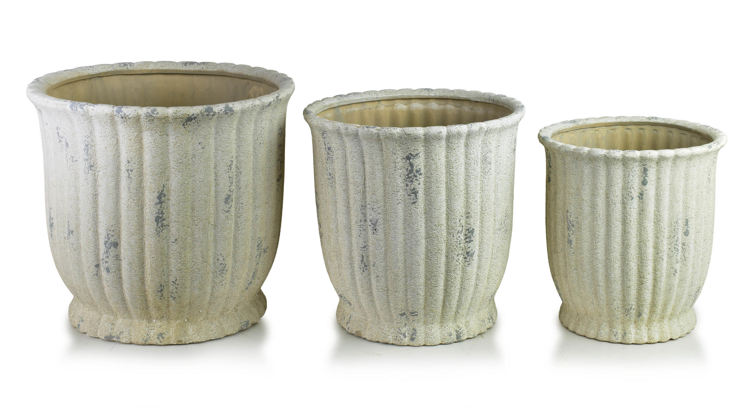 BLUMENTOPF Evro 3er Set beige 42/42/37 cm Keramik - Grau, Keramik (42/37/42cm) - Mondex