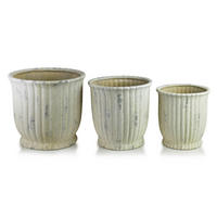 BLUMENTOPF Evro 3er Set beige 42/42/37 cm Keramik - Grau, Keramik (42/37/42cm) - Mondex