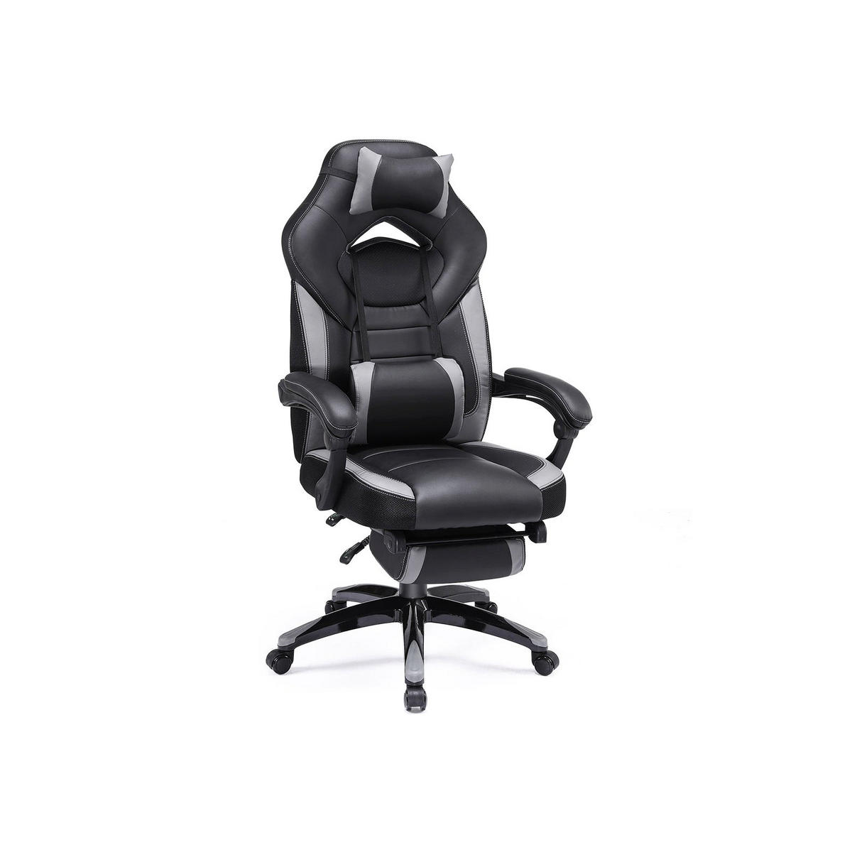 GAMING STUHL SCHREIBTISCHSTUHL - Grau, Leder (64/128/70cm) - Hansiro