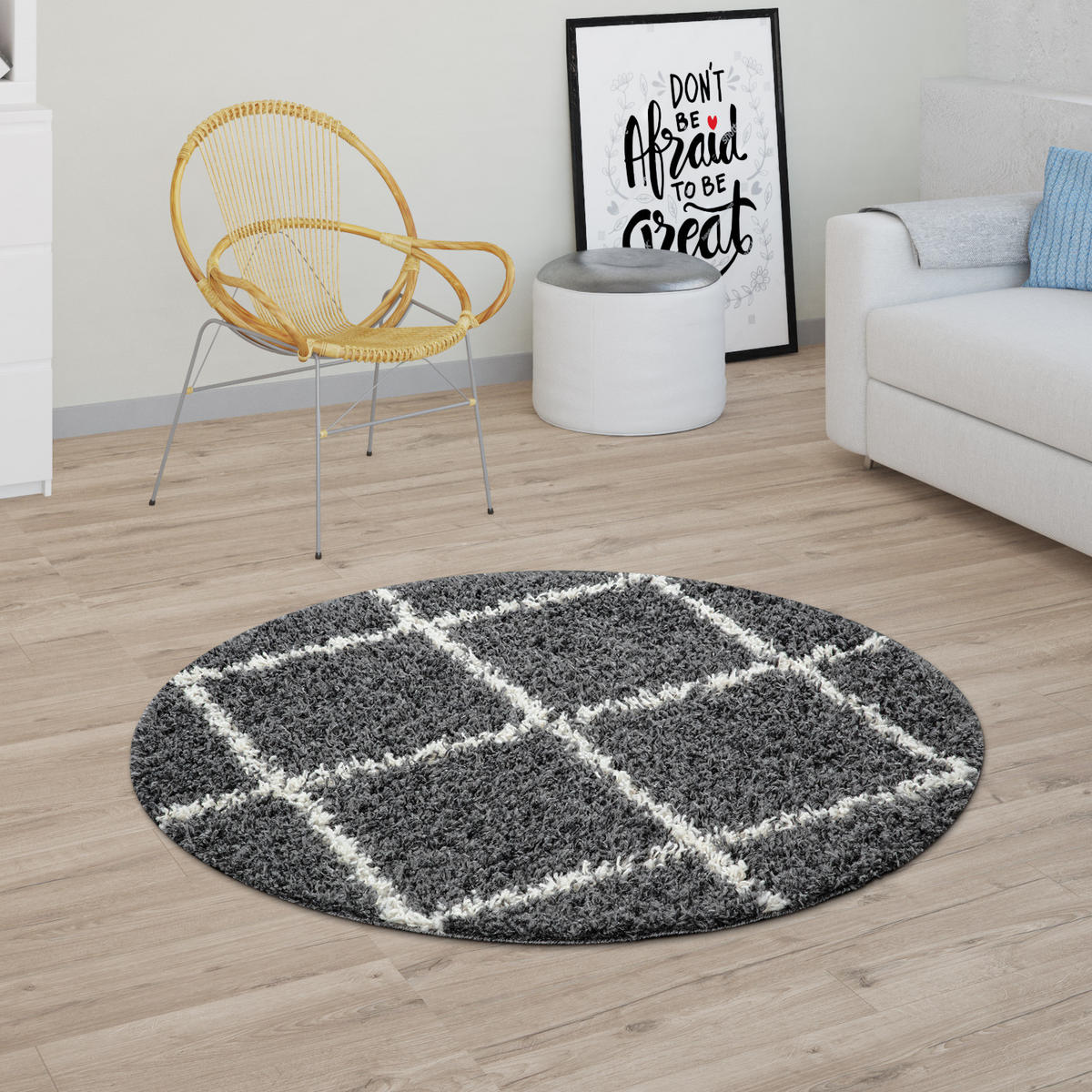 HOCHFLORTEPPICH 160/160 cm Kalmar 441 - Anthrazit, Textil (160/160cm) - Paco Home