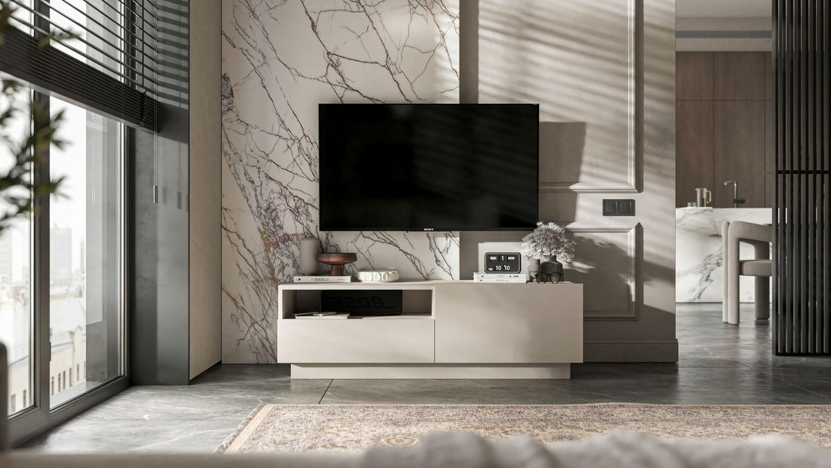 TV-SCHRANK Enjoy Kaschmir matt Loft Schublade 120 cm - Kaschmir, Holzwerkstoff (120/37/35cm) - Meble Lindner