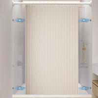 DUSCHVORHANG Beige magnetisch Leinen wasserdicht schimmelresistent faltbar mit Haken für Badewannen - Beige, Textil (150/200cm) - MCBOSON